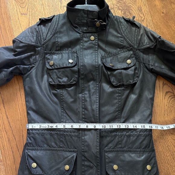 BARBOUR - Waxed Cotton Jacket Size US 4 Black EUC - Picture 4 of 11